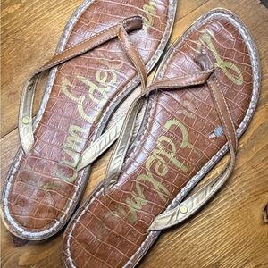 Sam Edelman Tan Crocodile Pattern Sandals